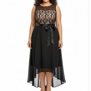 Laura Plus Women's‎ Sleeveless Black Beige Evening Gown Lace Romantic Ethereal